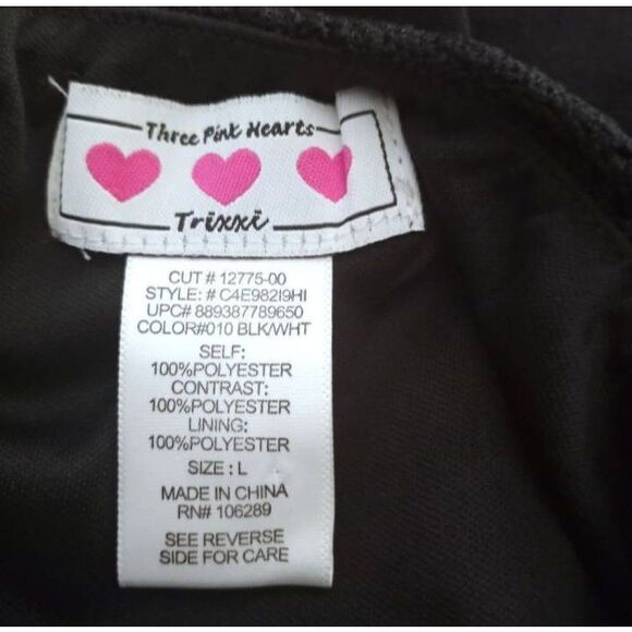 TRIXXI BLACK CROCHET & BLACK & WHITE CHEVERON PRINT DRESS SZ.L EUC. - Picture 6 of 7